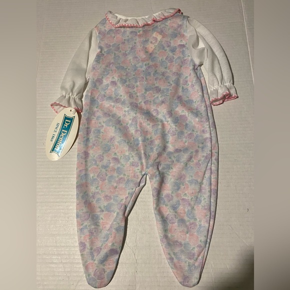 Dr. Denton VTG M(14-18)lbs baby girl floral footed snap pajamas sleepwear - Picture 2 of 6
